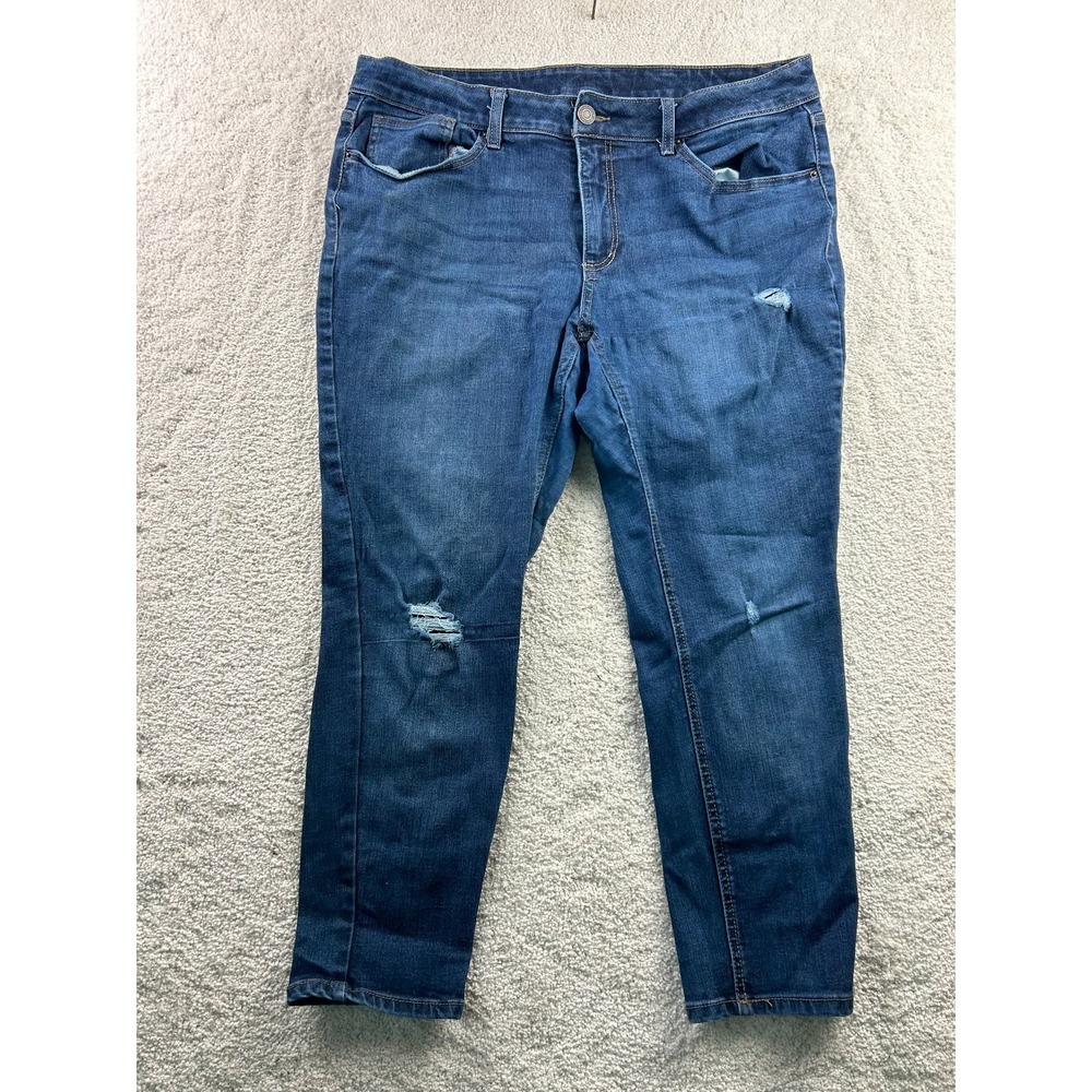 Time and Tru Women's‎ Jeans 18 Petite Dark Destroyed Wash Stretch